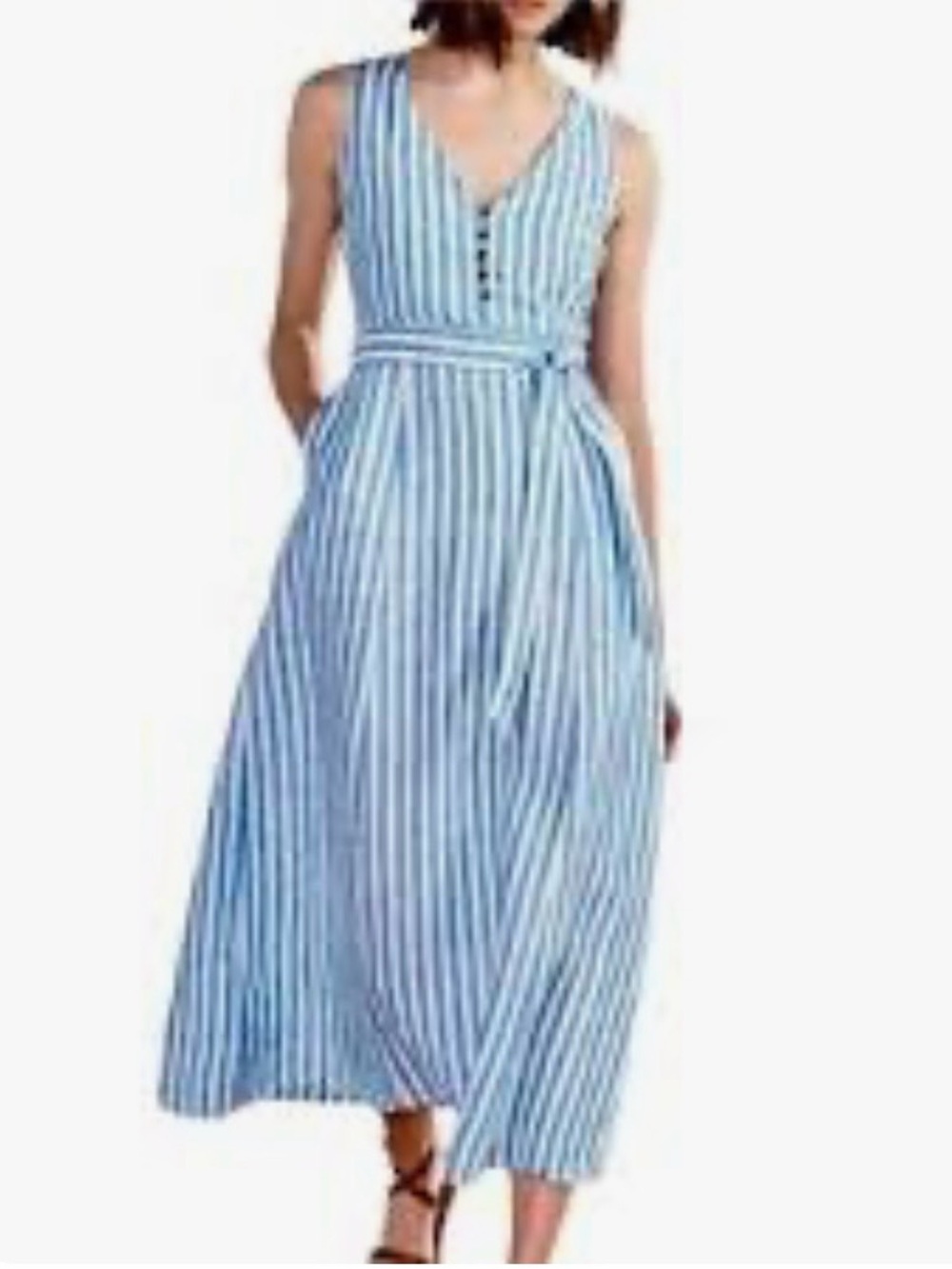 Hatley Isla Linen Dress NWOT Blue and White Striped Cruise Resort Wedding XL